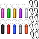 Mały przenośny pióro przypadku z Keychain, (10 Pack + 10 Carabiner Clips) Wodoodporny Aluminium Pill Organizator Metal Mini Pudełko Pocket Drug Storage Container for Outdoor Camping Travel