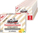 Fisherman 's Friend Cough Drops, Cough Suppressant and Sore Throat Lozenges, Sugar Free Honey- Lemon, 5,52mg Menthol, 240 Drops (6 opakowań po 40)