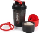 Butelka Shaker, 16oz Butelki shaker protein z mieszania Ball, 3 w 1 szczelność GYM Shake Cup z proszkowego przechowywania i toreb, Idealny do treningu, BPA wolna czerwony