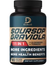 Soursop Graviola kapsułki - 3 miesiące dostaw - 9450mg Per Serving - 11 Herbs Elderberry, kurkumina turmerowa, korzeń imbiru, ciecierzyca mleczna - nastroje, umysł, ciało i wsparcie immunologiczne - 90 Kapsułki wegetariańskie