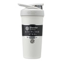 Butelka BlenderBottle Strada Shaker Cup Izolowany Stal nierdzewna Butelka wodna z drucianą whisky, 24- unce, biały