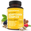 Suplement do wsparcia nadnerczy z Ashwagandha, Święty Bazylia, Rhodiola Rosea Bilans 124; Wspiera zdrowe poziomy kortyzolu i Stress Relief, Zmniejszenie zmęczenia 124; 60 Kapsułki