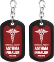 Mnmoom 2pcs Astma Inhaler Wewnątrz Tag- Red Medical Alert Zipper Pull Bag Tag
