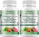 GREENHUS Berberine Supplement with Ceylon Cynamon - 120 Count Berberine 1500mg Berberine HCL Kapsułki z gorzką melon / ekstrakty z karczocha i naturalne zioła do immunologicznego wsparcia 2 Pack