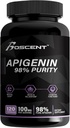 Apigenin Suplement 100mg z ekstraktu rumianku 120 Count - 98% puryty- Apigenin Suplement do snu, nastrojów, Cognition, Prostate Health - Doskonała pomoc w spaniu, Non-GMO, No Fillers - 4- Month Supply