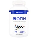 ML Naturals Biotin 10000 µg 240 Kapsułki roślinne. Obsługuje zdrowe włosy, skóry, paznokci i produkcji energii, NSF- Certified & cGMP- Compliant
