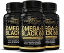 FREZZOR Omega 3 Black for Joint Care & Comfort - New Zealand Green Lipped Mussel Oil Kapsułki; 53x Wyższa moc z UAF1000 + Super Antioksydant, No Fishy Aftersmast, 60 Count (Pack of 3)