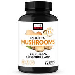 Force Factor Nowoczesne Mushrooms Kapsułki, Mushroom Suplement z Lwy Mane, Turcja Ogon, & Cordyceps do wsparcia energii, Skup, Immunitet, & Trawienie, 90 Kapsułki warzyw