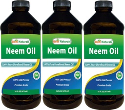 Najlepsze Naturals 100% Czysty olej Neem, 100% Cold Pressed i nierafinowany - 16 OZ (3 butelki)