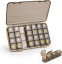 Pill Organizator 4 razy dziennie, 7 dni Pill Box 4 razy dziennie - Acedada Weekly Medicine Box Organizator z osobnym przypadku, Portable Daily Pill Container Dispenser dla suplementów witaminy Fish Oils, Brown