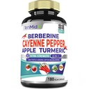Cayenne Pepper Supplements Extract Kapsułki, 180 Kapsułki & Berberine, Jabłko, Kurkumina kurkumina, Gorzkie Melon, Ginseng, Mleko Thistle Supports 124; Pomaga Heart Health, Promotes Digestive Function