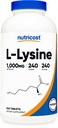Nutricost L- Lysine 1000mg, 240 Tablets - Gluten Free, Non-GMO i Vegetarian Friendly