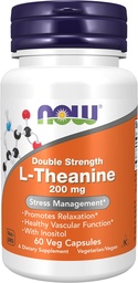 Teraz żywność: L- Theanine Stress Management 200 mg, 60 kapsli (2 opakowania)
