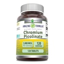 Amazing Supplement Pikolinian chromowy 124; 1000 Mcg 124; 120 Tabletki 124; Nie-GMO 124; Bez glutenu 124; Made in USA