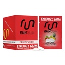 RUN GUM Fruit Punch Energy żucie Gum 50mg Kofeina Tauryna & B- Witaminy na kawałek, 24 Kawałki (Opakowanie 12) Cukier wolny, Zero Calorie, Brak Aspartam, i Gluten wolny, 1 ea