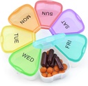 Quacc Cute Weekly Pill Organizator Travel 7 dni Przenośne okrągłe kwiatowe pill Case Box Pudełko pojemnik Medcine Holder dla dużych witamin Fish Oil Pill Mexication Supplement Storage - Rainbow