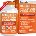 21- in-1 Berberine Supplement with Ceylon Cynamon - Berberine 1500 mg with Chromium, Bitter Melon and Green Tea Extract - Berberine 5X for Weight Management & Metabolic Support with 5279 mg (120 ct)
