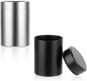 2szt Przenośny Metal Pill Organizer, Round Daily Pill Box Holder Pocket Small Pill Case Medicine Organizer Witaminowe pojemniki do podróży na zewnątrz Oleje rybne suplementy (czarny + srebro)