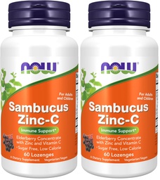 Teraz suplementy, Sambucus Zinc- C z koncentratem Elderberry i witaminą C, 60 Lozenges (Opakowanie 2)