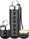 Zannaki Metal Travel Pill Organizator, Przenośny wodoodporny Weekly Pill Box, Duży Aluminiowy Alloy Pill Case Container, BPA Free 7 Daily Medicine Organizator Holder for Witamina, Olej rybny, Suplement