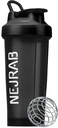 Protien Shaker Butelka z Wire Whisk Ball, Blender Butelki dla Protien Mixes, Protein Shaker Cup, 28- Ounce, Protein Shaker Bottle, Protein Shake Bottle (Black), Medium, NJB 28- Oz