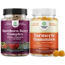 Paleta ekstra siły Hawthorn Berry Kapsułki - Wyciąg Trawienie i Suplement do Zdrowia Serca i Turmerowe Gummeje dla dorosłych Paach Flavor - Extra Siła Joint Support Gummees
