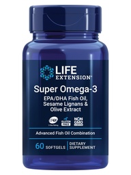 Life Extract Super Omega-3 EPA / DHA Fish Oil, Sezame Lignans & Olive Extract - Heart Health, Brain Health, Inflatitis Health Support, Cholesterol Health Support, Gluten- Free, Non-GMO, 60 Softgels