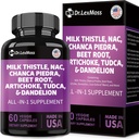 Milk Thistle 3000mg NAC Chanca Piedra 2000mg Artichoke 2000mg Beet Root 2000mg Dandelion Root 1000mg, Liver Cleanse Detox & Repair Supplement with TUDCA Choline and Ginger for Men & Women, 60 Capsules