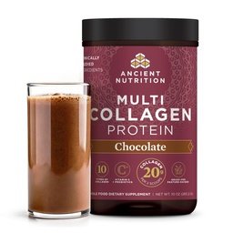 Ancient Nutrition Collagen Peptydes Proszek, Białko multi Kolagen, Kobiety i mężczyźni, Witamina C, Probiotyki, Zhydrolizowane Kolagen, Wspiera Skóra, Łączniki, Gut Zdrowie, Czekolada, 24 Służenie