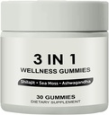 3 w 1 Gummie, 3 w 1 Gumie Shilajit dla mężczyzn, Pure Gummie Shilajit Wellness (Shilajit + Sea Moss + Ashwagandha), Gummie Shilajit dla mężczyzn, Non-GMO