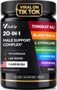 Tongkat Ali dla mężczyzn 20 w 1 z Astragalus - USA Made Mens Supplement Complex z Black Maca Root, L- Arginina, Ginseng, Wapnia, Astragalus dla normalnej siły i wsparcia wytrzymałości - 90 Caps