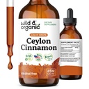 Wild & Organic Ceylon Cynamon Tincture 500 mg - Płynny Cynamon Suplementy dla Ogólnego Wsparcia - Cinnamomum Verum Bark Extract - Wegan, Cukier & Alkohol-Bezwodny, Non-GMO - 4 fl oz