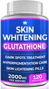 Glutation Whitening Pills - 120 Kapsułki 2000mg Glutation - Efektywny suplement rozjaśniający skórę - Ciemne plamki, Melasma & Trądzik Remover, Leczenie przebarwienia - Przeciwutleniacz starzenia