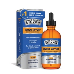 Superior Silver Immune Support - Colloidal Silver, Bio- Active Silver Hydrosol, 10 ppm, Liquid Dropper, 4 Fl Oz, (118 ml)
