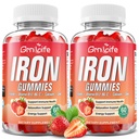 Żelazne gumki dla kobiet, Mężczyźni i Dzieci, Sugar Free Żelaza Suplement z wapniem, Cynk, Folate & Witamina B12, C, B6 - dla Blood Building & Energy Support, Anemia, Truskawka, 120 Hrabia