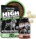 Bully Max 24 / 14 Wysokie białko Puppy Food (5lbs.) i Puppy Vitamin (30 kart do żucia) dla rozwoju i wzrostu Bundle - Mięśnie, immunologiczne, kości i żywienia w małych i dużych szczeniąt Rasa