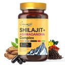 Himalayan Shilajit- Kompleks z Ashwagandha, Mace, Gokshura, Cynamon & Piperine 124; Energia, Witalność & 85 + Ślad minerałów, Shilajit dla mężczyzn, Shilajit dla kobiet, Dawka regularna - 150 kapsułek