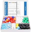 Swpeet 200 szt. Zestaw modeli molekularnych do chemii organicznej i nieorganicznej, chemii molekularnej Model Student and Teacher Set - 83 Atomy & 116 Linki & 1 Krótkie narzędzie do usuwania połączeń