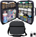 Extra- Duży Pill Butelka Organizator, Torba medyczna, Przewoźnik do Medykacji, Witaminy i Dostawy medyczne - Modular Travel Medicine Organizator i Magazynowanie domu Med Bag - Dark Gray (z zamkiem)