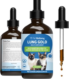 Płeć zwierzęca Płuca Złoto dla kotów - Płuca Immune Support, Dolna Zdrowie oddechowe, Open Airways, Normalne oddychanie, Reishi, Coptis - Veterinarianated Herbal Supplement - 4 oz (118 ml)