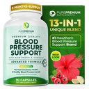 PurePremium Supplements Blood Pressure z Hawthorn Berry, Hibiscus, Czosnek i Witamina B12 - Suplement tlenku azotu do Normalnego Zdrowia Serca, Obróbka Zdrowia i Support ciśnienia krwi - 90ct