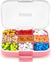 Duży Pill Organizator, 9 Komory Przenośne Pill Box Case Moisture Proof, XL Pill Container Holder do witamin, Cod Liver Oil, Suplementy, Leki (różowy)