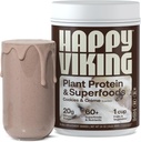 Szczęśliwe Viking Cookies and Cream Plant Protein Powder, Stworzony przez Venus Williams, 20G Protein, Niski Carb, Keto, Wegan, Gluten- Free, Non-GMO, Superfoods, Kompletna wymiana posiłków, 1 Pudełko