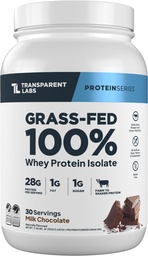 Transparent Labs Grass- Fed Protein Isolate - Natural Flavored, Gluten Free Whey Protein Powder z 28g białka per Serving & 9 Amino Acids - 30 Słupki, Czekolada mleka