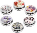 6Pcs Elegant Pill Box Case, CREATIEE- PRO Przenośna tabletka lecznicza Witamina Holder Organizator z 3 Składnik Pocket Travel torebki - Praktyczne i modne (6 Wzory, 1.6Inches)
