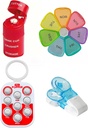 Ultimate Medication Accesories Bundle - Pill Popper Tracker, 4- in-1 Pill Cutter & Grinder, Easy Pill Remover i Extra- Duży Weekly Pill Organizator - Idealny dla seniorów i opiekunów