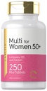 Carlyle Multivitamin for Women 50 Plus | 250 Mini Tablets | Iron Free Supplement | Vitamins A, B12, C, D3, Folate (as Folic Acid) and Calcium | Non-GMO, Gluten Free