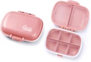 Holii 2PS 8 Komory Travel Pill Organizer, Pocket Pharmacy for Purse Daily Pill Box Portable Medicine Organizer Vitaine Holder Container (Light Pink)