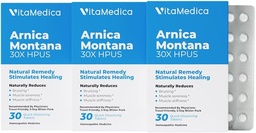VitaMedica Arnica Montana Blister Pack 30X Tabletki na ból i obrzęk siniaków 124; Formuła roślinna 124; Zalecane przez chirurgów plastycznych 124; Natural Recovery Surgery Or Raury 124; 3 Opakowania 124; 45 Służenie