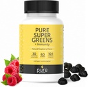 Super Zielone Gummeje multiwitaminowe dla dorosłych i dzieci Gummeje immunologiczne - 30 Superfoods Vegan Supplements - Natural Malina Flavor (60 Hrabia)